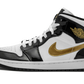 Jordan 1 Mid Patent Black White Gold