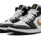 Jordan 1 Mid Patent Black White Gold