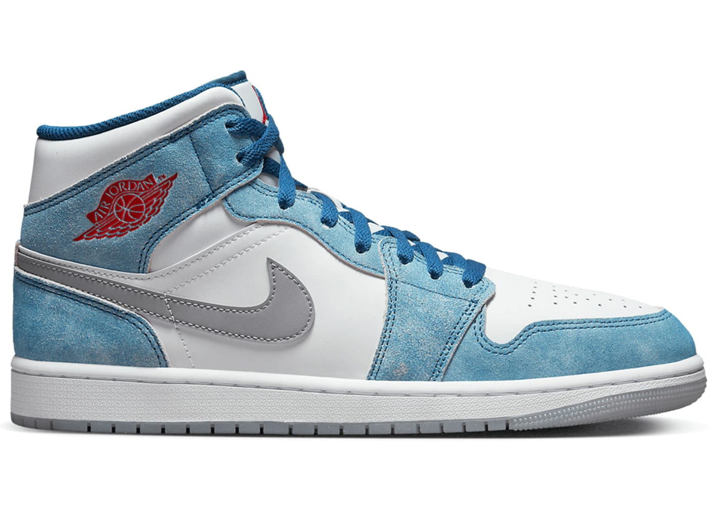 Jordan 1 Mid French Blue Fire Red