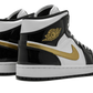 Jordan 1 Mid Patent Black White Gold