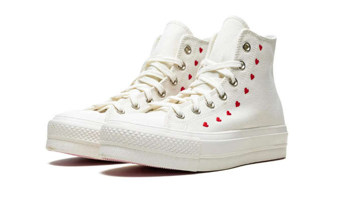 Converse Chuck Taylor All Star Lift Hi White Red (Women's)