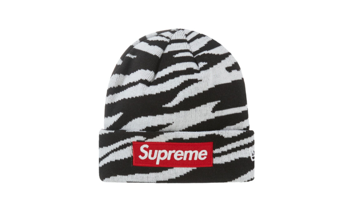 Supreme New Era Box Logo Beanie (FW22) Zebra