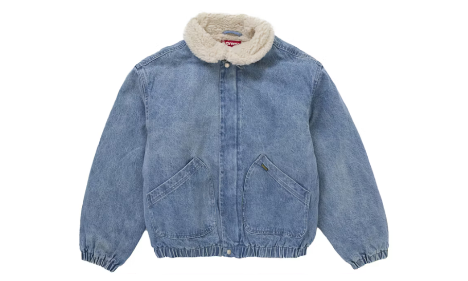 Supreme Faux Shearling Lined Bomber Jacket Denim