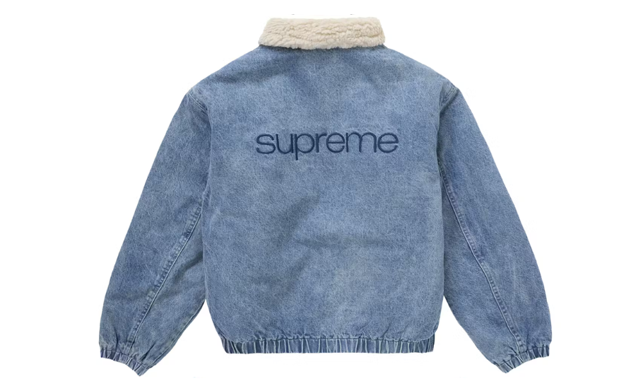 Supreme Faux Shearling Lined Bomber Jacket Denim