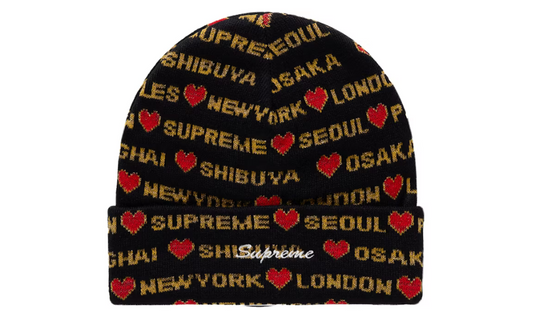 Supreme Hearts Beanie Black