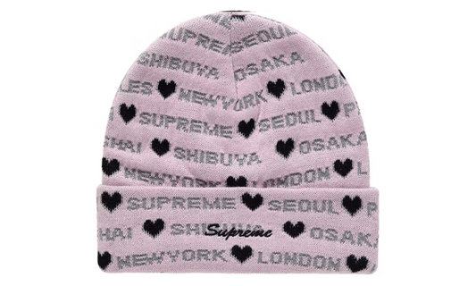 Supreme Hearts Beanie Pink