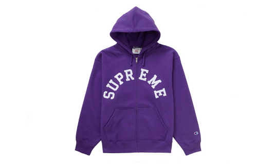 Supreme Champion Zip Up Hooded Sweatshirt Purple