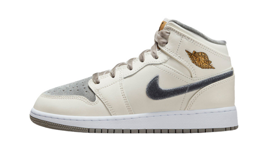 Jordan 1 Mid SE Sail Metallic Gold Flat Pewter (GS)