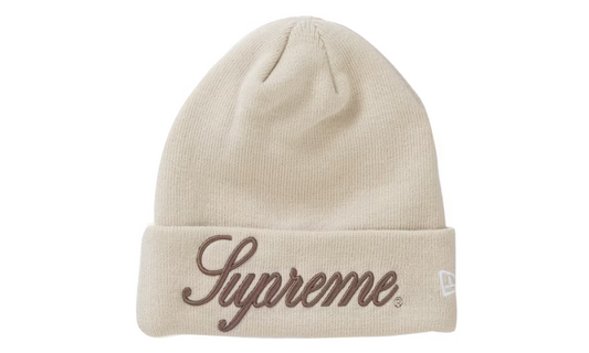 Supreme New Era Script Beanie Natural