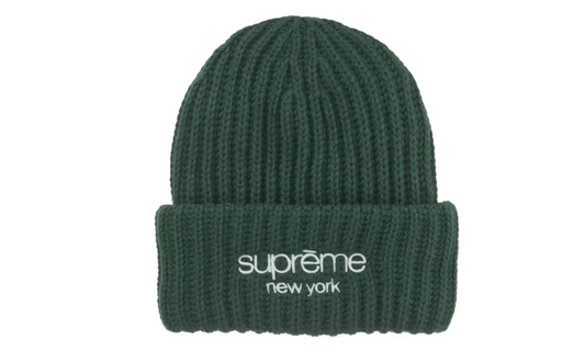 Supreme Classic Logo Chunky Ribbed Beanie (FW24) Dark Green