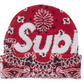 Supreme Bandana Big Logo Beanie Red