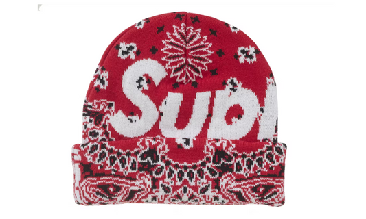 Supreme Bandana Big Logo Beanie Red