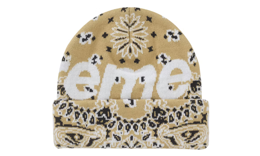 Supreme Bandana Big Logo Beanie Beige