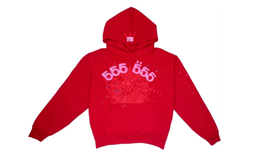 Sp5der Worldwide Red Angel Number 555 Hoodie Red