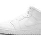 Jordan 1 Mid Triple White Tumbled Leather (GS)