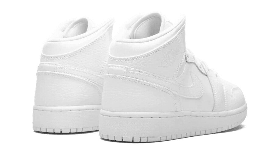 Jordan 1 Mid Triple White Tumbled Leather (GS)